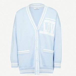 Sandro Blue Love Contrast Stripe Cardigan